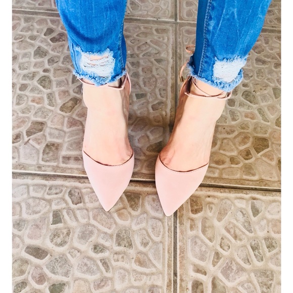 Blush Faux Leather Tie Up High Heels - Picture 2 of 7